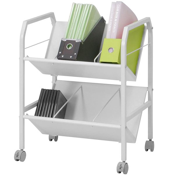 Fuji Trading File Wagon Document storage 2 steps Width 55cm White A4 compatible With casters 83983 Online now