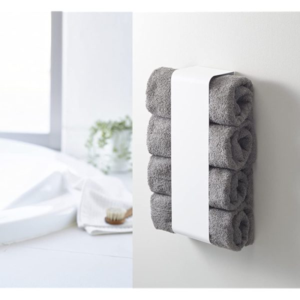Yamazaki Magnet Bath Towel Storage Bath Towel Stocker Bath Towel Holder Tower White 3619 Online - Image 2