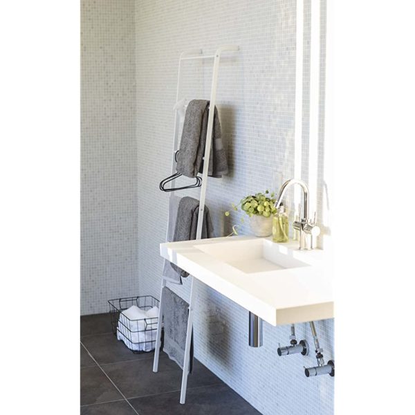 Yamazaki Towel Hanger Bath Towel Hanger Laundry Standing Ladder Type Ladder Hanger Plate White 3969 Online now - Image 4