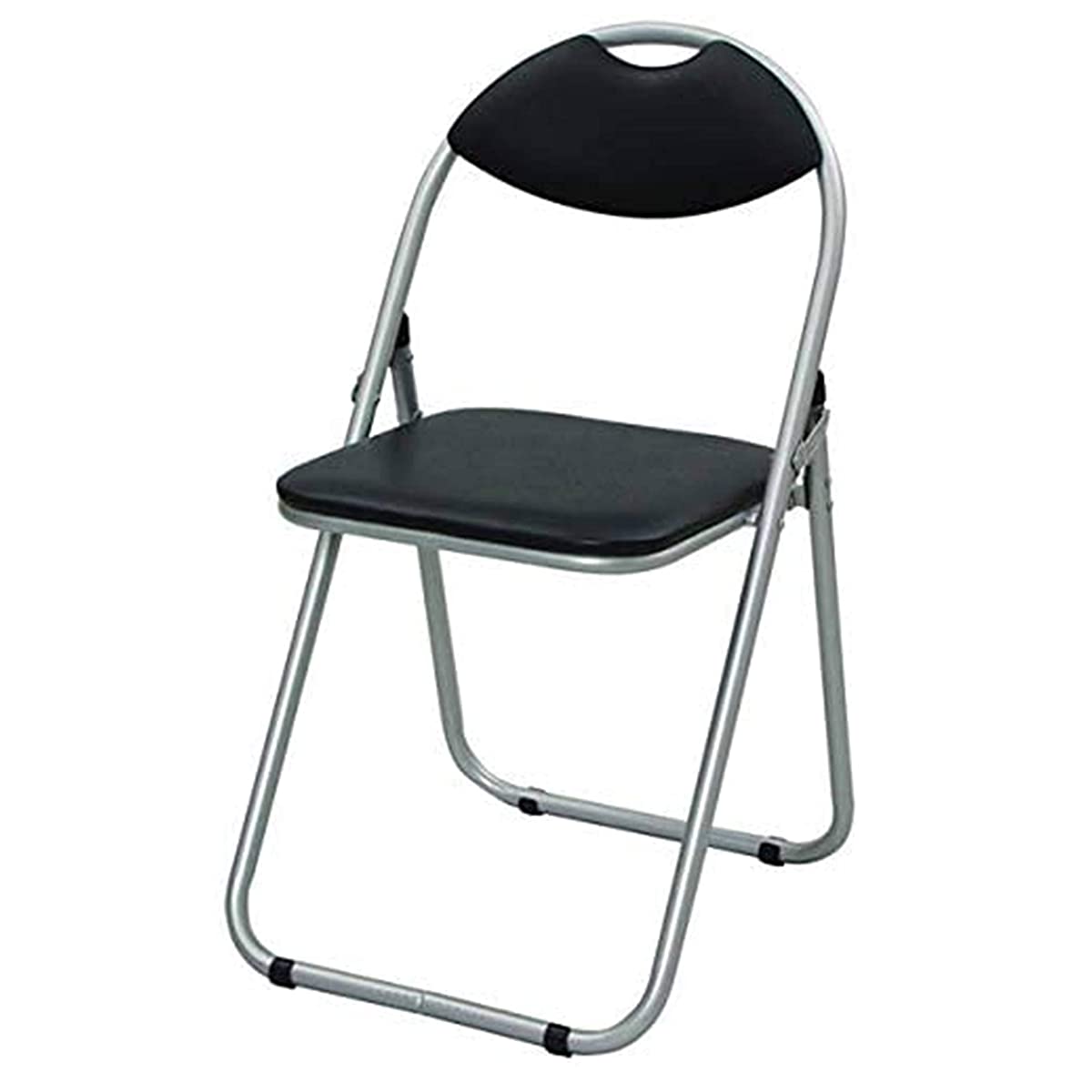 Yamazen Folding pipe chair Width 44.5 x Depth 47.5 x Height 79.5 cm Lightweight finished product with carrying handle Silver Black YZX-08SB Work from home Sale