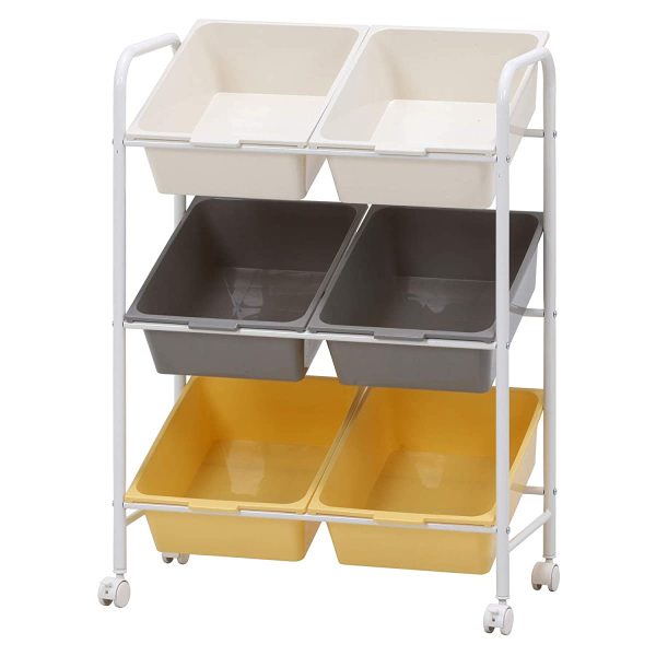 Fuji Trading Toy Storage Rack Toy Box 3 Levels Height 86cm Colorful 6 Squares With Stopper Childrens color 38294 For Discount