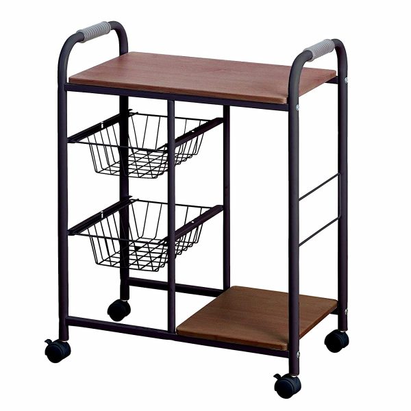 Takeda Corporation Kitchen Wagon Kitchen Wagon with Basket Brown Online