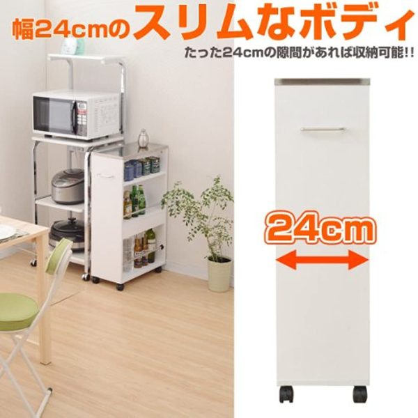 Yamazen Kitchen Wagon Width 24 x Depth 50 x Height 85 cm Slim Heat- and water-resistant top plate Handle Caster with stopper Worktable Assembly Dark brown SSW-24 (DBR) Supply - Image 3