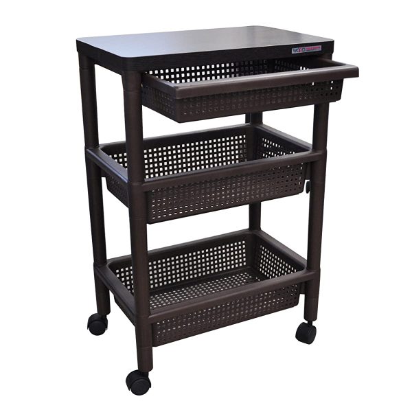 Fudo Giken Wood Table Wagon WTW-3HS Brown Cheap