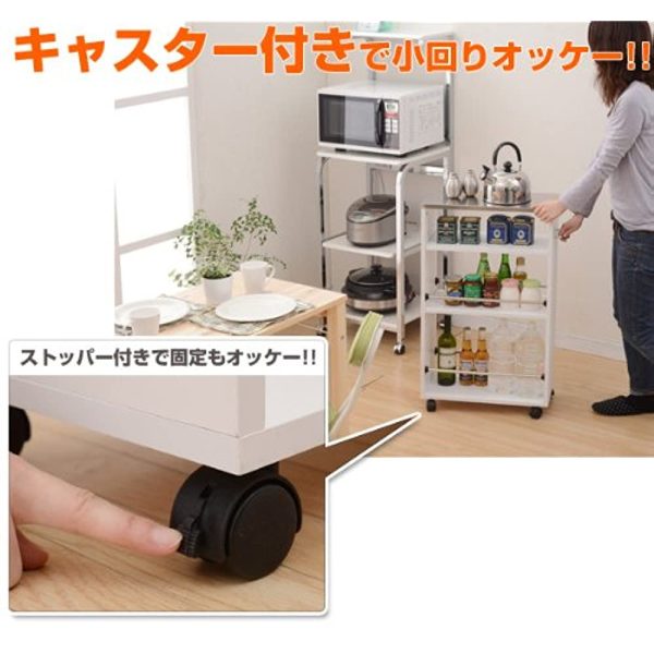 Yamazen Kitchen Wagon Width 24 x Depth 50 x Height 85 cm Slim Heat- and water-resistant top plate Handle Caster with stopper Worktable Assembly Dark brown SSW-24 (DBR) Supply - Image 4