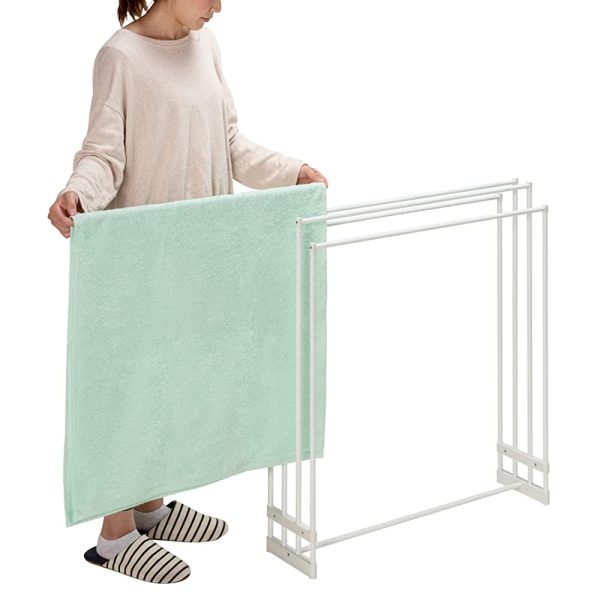 Sekisui Resin Bath Towel Stand White Width 79 x Depth 20 cm STIK-B4 that can be quickly passed from the side and dried 4 sheets Online Hot Sale - Image 2