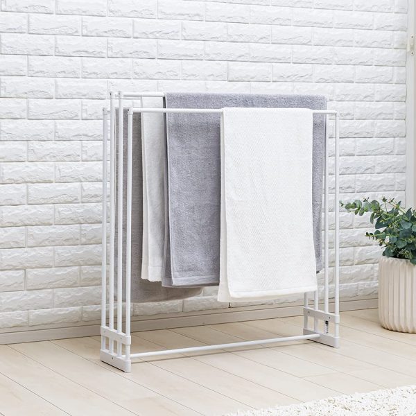 Sekisui Resin Bath Towel Stand White Width 79 x Depth 20 cm STIK-B4 that can be quickly passed from the side and dried 4 sheets Online Hot Sale - Image 4