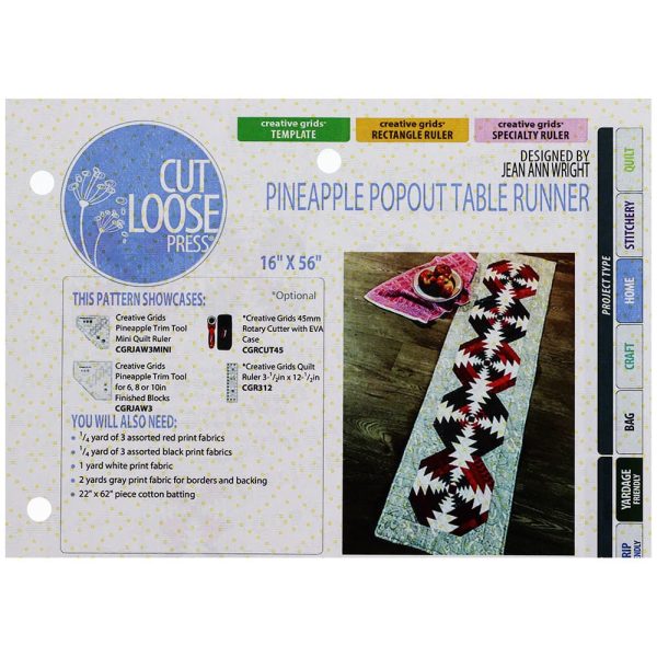 Cut Loose Press, Pineapple Popout Table Runner Pattern Cheap - Image 3