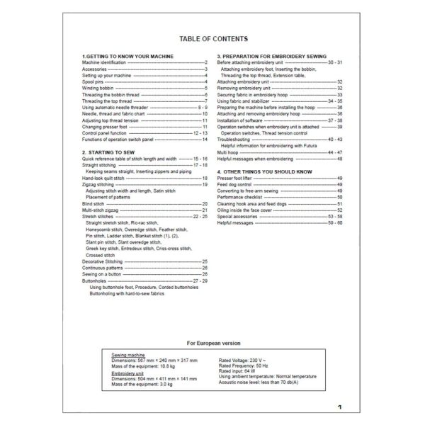 Singer Futura Quartet SEQS-6000 Instruction Manual For Discount - Image 2